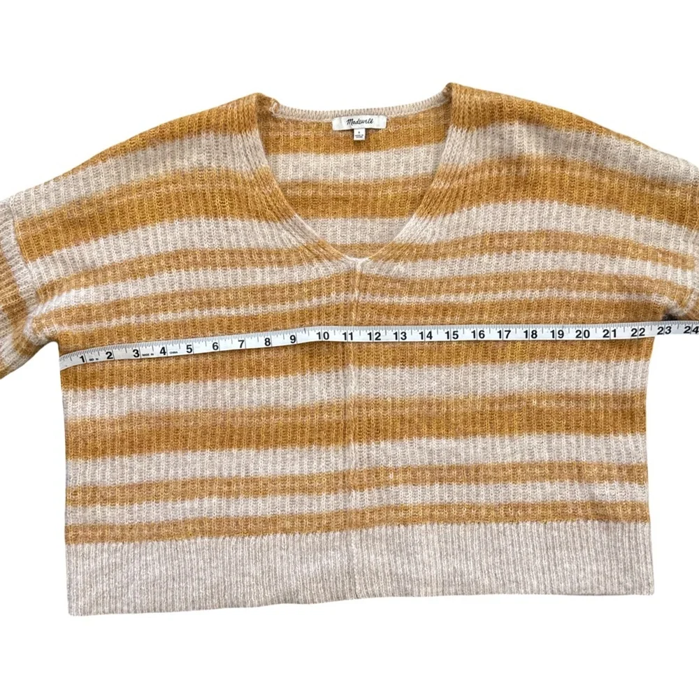 Madewell Staley Space-Dyed Cropped V-Neck Sweater Mustard‎ Cream S